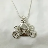 Solid 925 Silver Carriage Locket Cage Pendant Mounting DIY Can Open Sterling Silver Pumpkin Pearl Gem Bead Pendant Charm 1