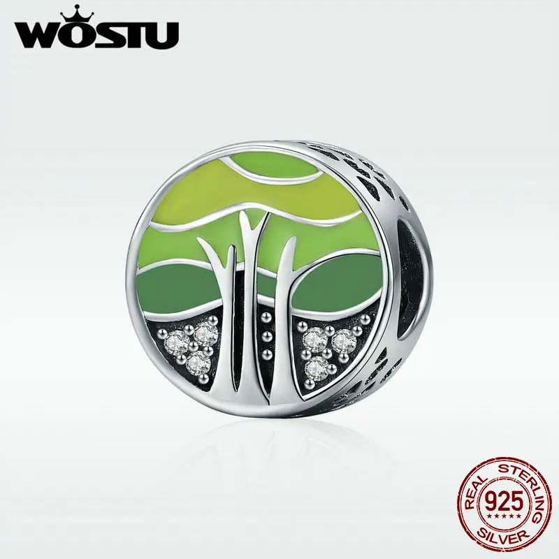 

WOSTU 925 Sterling Silver Spring Forest Tree of Life Beads fit original WST Charm Bracelets DIY Jewelry Gift DXC220