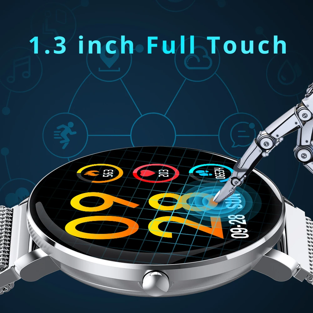 Смарт часы Makibes F3 1 3 &quotFull Touch из закаленного стекла IP68 для мужчин и женщин