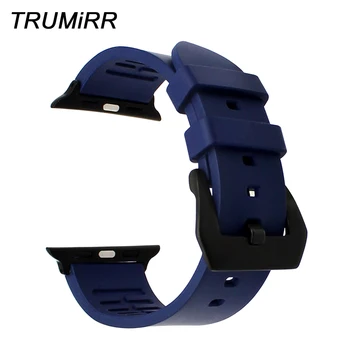 

Fluororubber Rubber Watchband for iWatch Apple Watch 38mm 40mm 42mm 44mm Series 5 4 3 2 1 Wrist Band Sports Strap Resin Bracelet
