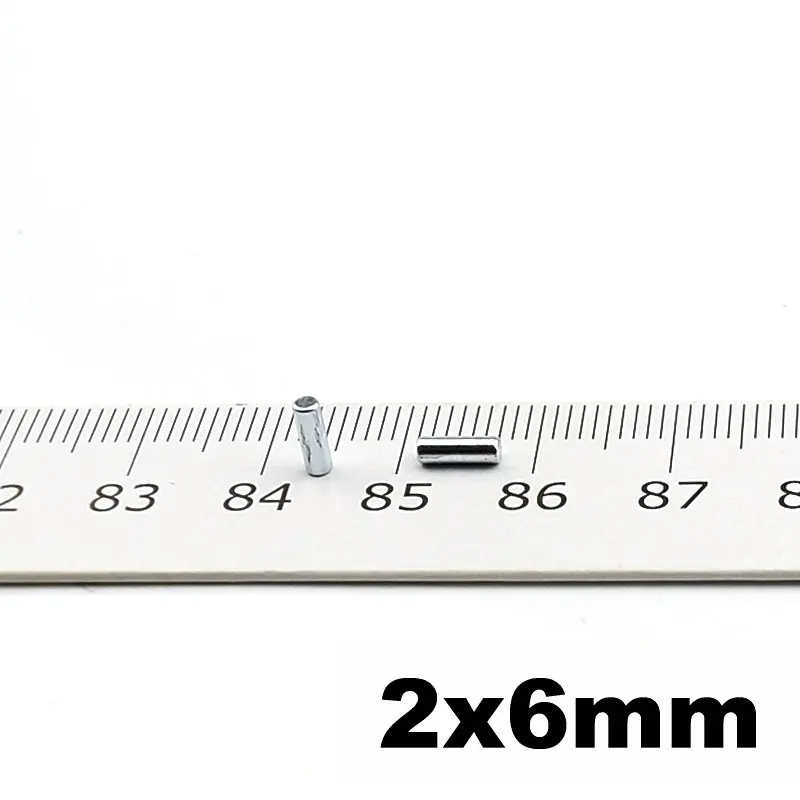Микро-точность магнит цилиндр Диаметр 2 0,079 ''маленький круглый диск 2x6 мм Сенсор мини магниты обучения исследование 200 шт
