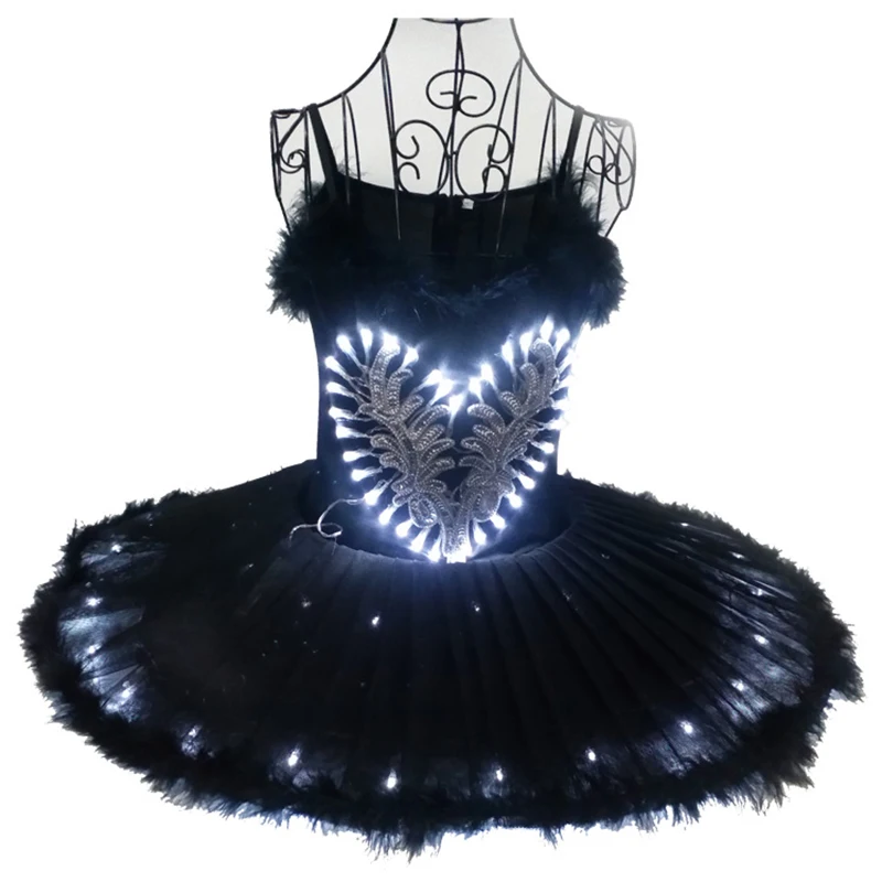 Preto ballet tutu saias led luz adulto