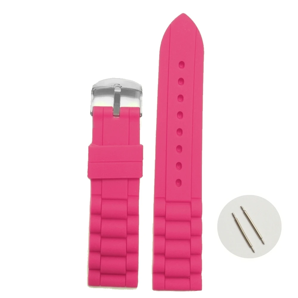 

18mm Light Magenta Silicone Jelly Rubber Ladies Watch Band Straps WB1002M18JB