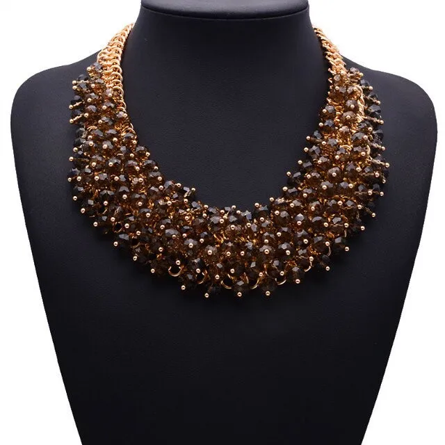 Горячая Распродажа, модный чокер, ожерелье, нагрудное украшение, ожерелье-воротник, s& Кулоны, массивное ожерелье с кристаллами для женщин, ювелирные изделия XG134 - Окраска металла: brown