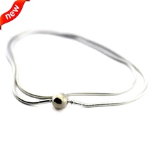 925 пробы Серебряное ожерелье-цепочка змеиная кожа с застежкой для Essence Charm Beads Подходит для европейских известных брендов DIY аксессуары FLB010