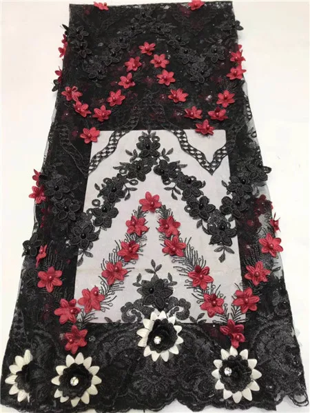 

2019 new Nigerian gossamer lace dress fabric, African 3D flower lace embroidery party dress fabric