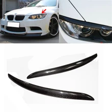 Um par de farol pálpebras sobrancelha, para bmw e92 e93 335i 335ci modelo 2007-2012 fibra de carbono pálpebras tampa da guarnição