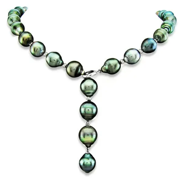 

rare natural 12mm tahitian peacock green pearl necklace 24inch