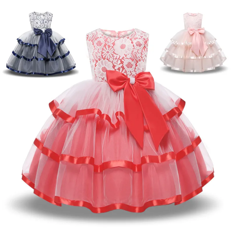 

2019 new Child Girls Lace Bowknot Princess Wedding Performance Formal Tutu Dress Clothes Fashion baby girl clothes dresses