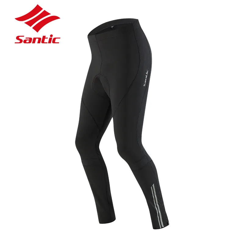 Santic Cycling Pants Men Winter Fleece Thermal Warmer Bike Pants Pro Padded Reflective Riding 