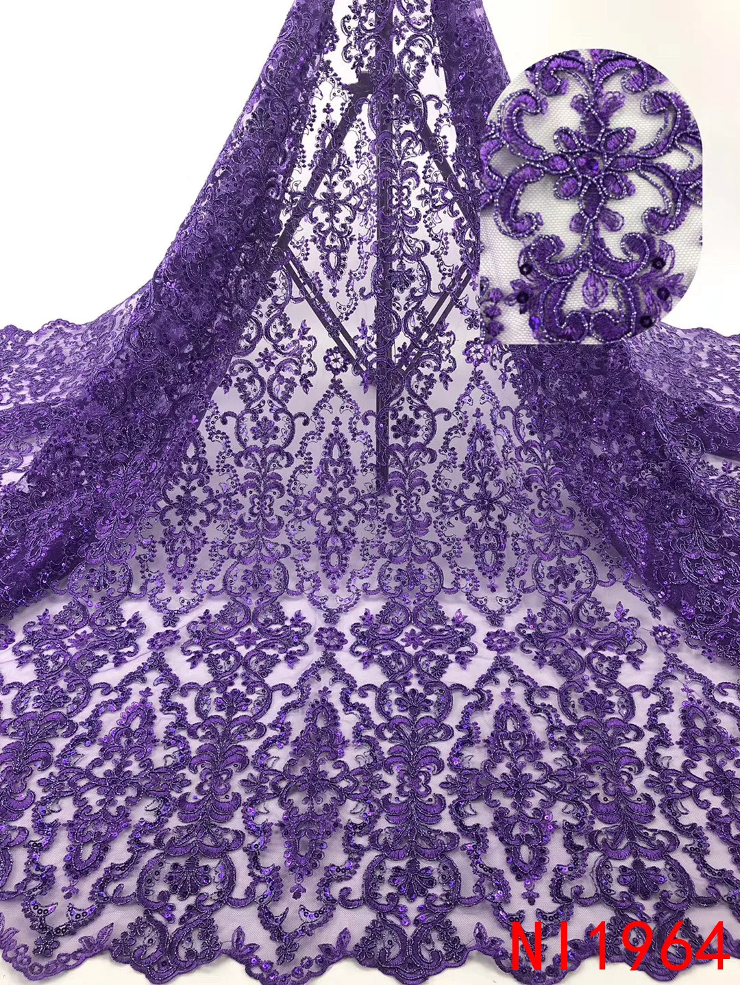 Высокое качество жженая оранжевая африканская Тюль кружевная ткань с блестками французская Сетка кружевная ткань для свадебного платья AMYNI1964