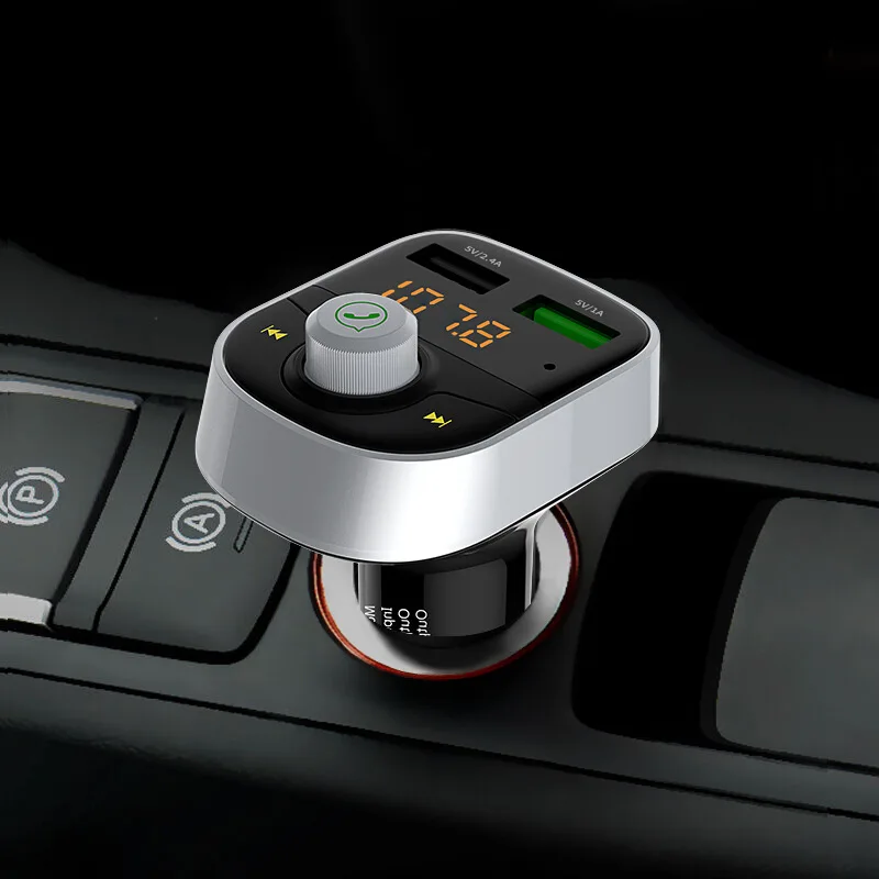 Bluetooth QC 3,0 двойной зарядное устройство usb светодиодный цифровой телефон Bluetooth приемник играть TF карта U диск автомобильное зарядное устройство быстро для телефона iPad