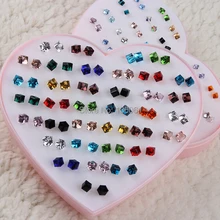 Смешанные четыре квадрата стеклянные хрустальные пластиковые пусеты Серьги Подвески Эффектные серьги-гвоздики для девочек Аксессуары Ювелирные изделия для женщин