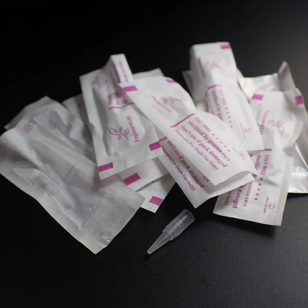 

500Pcs Tattoo Needle Tips 3RL Nozzle individual Package Plastic Needle Caps For Permanent Makeup Eyebrow Lip Tattoo Machine
