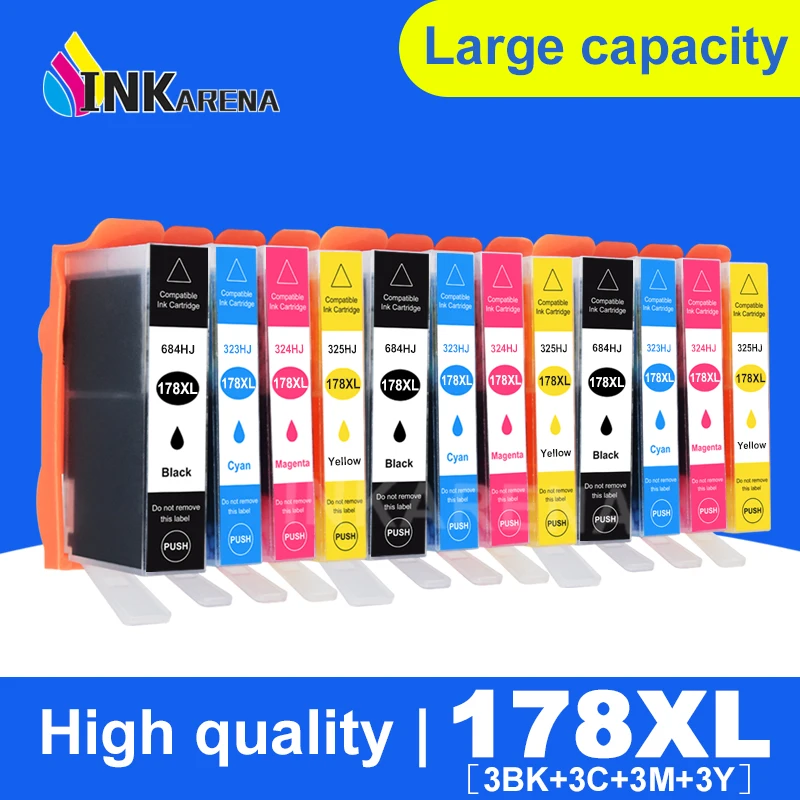 INKARENA 12 PK совместимый полный картридж для HP178 HP 178XL Photosmart 7510 6510 D5460 D5463 D5468 B109a B209a B210a |