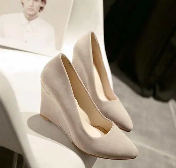 

The new all-match frosted heels shoes summer shallow mouth slope documentary work shoes black