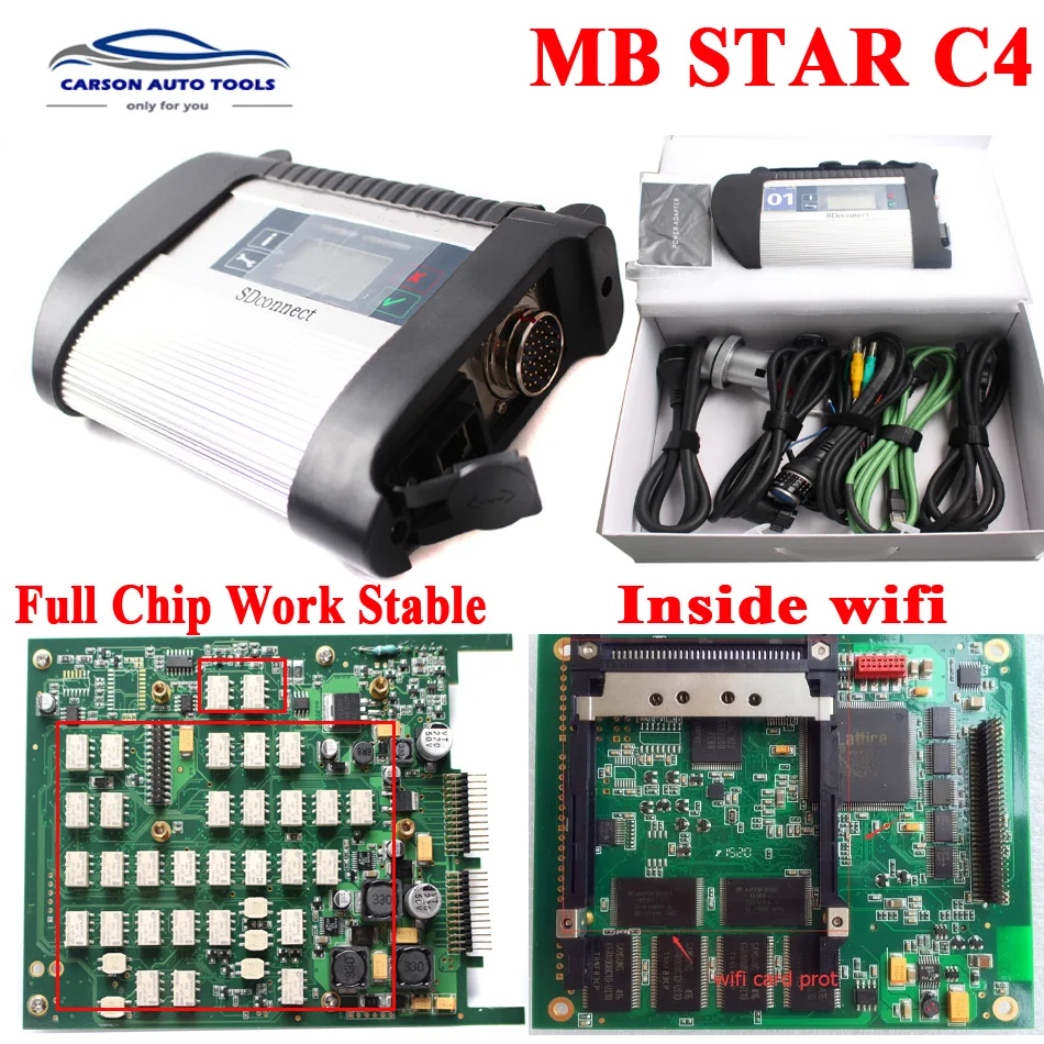 

2018.12 Best full chip MB Star C4 Multiplexer mb sd connect compact 4 diagnostic tools mb C4 with Software in HDD