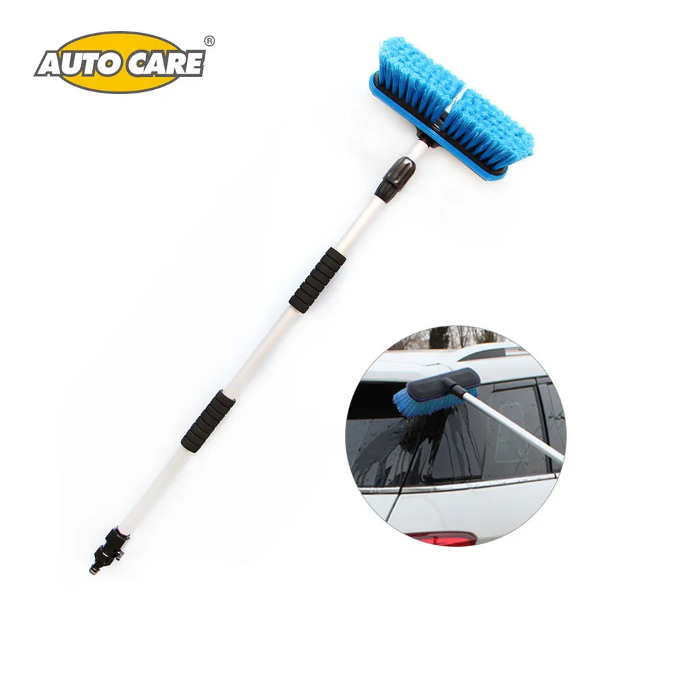 

AUTO CARE Telescopic Water Through Car Wash Brush Aluminum Handle Extended To 165cm Adjust Switch 10 Inch Head For Car Truck