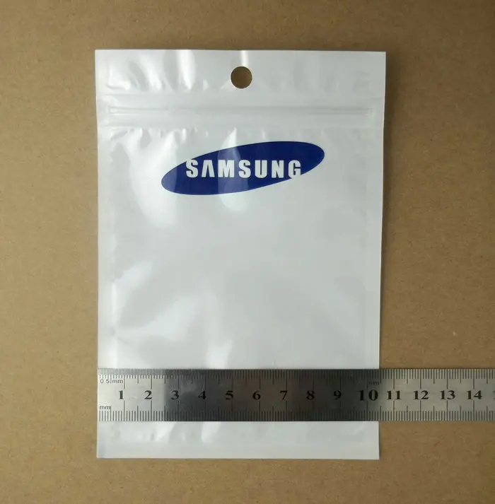 

10.5x15cm Clear white Plastic for samsung zipper retail package Poly PP bag,USB data cable charger packaging hang hole bgas