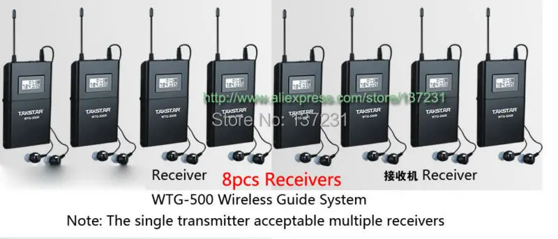 8 шт./лот Takstar WTG-500/WTG 500 ресивером UHF Беспроводной аудио система для Беспроводной проведение экскурсий и т. д. [Не включает передатчик]