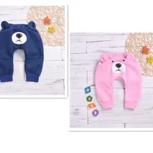 Классный дизайн новорожденных Для маленьких мальчиков девушка хлопок брюки принт мультяшного медведя детские штаны длинные Лидер продаж штаны