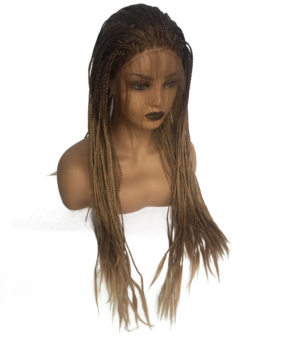 Baby Hair Heat resistant Braided Box Braids Wig-3