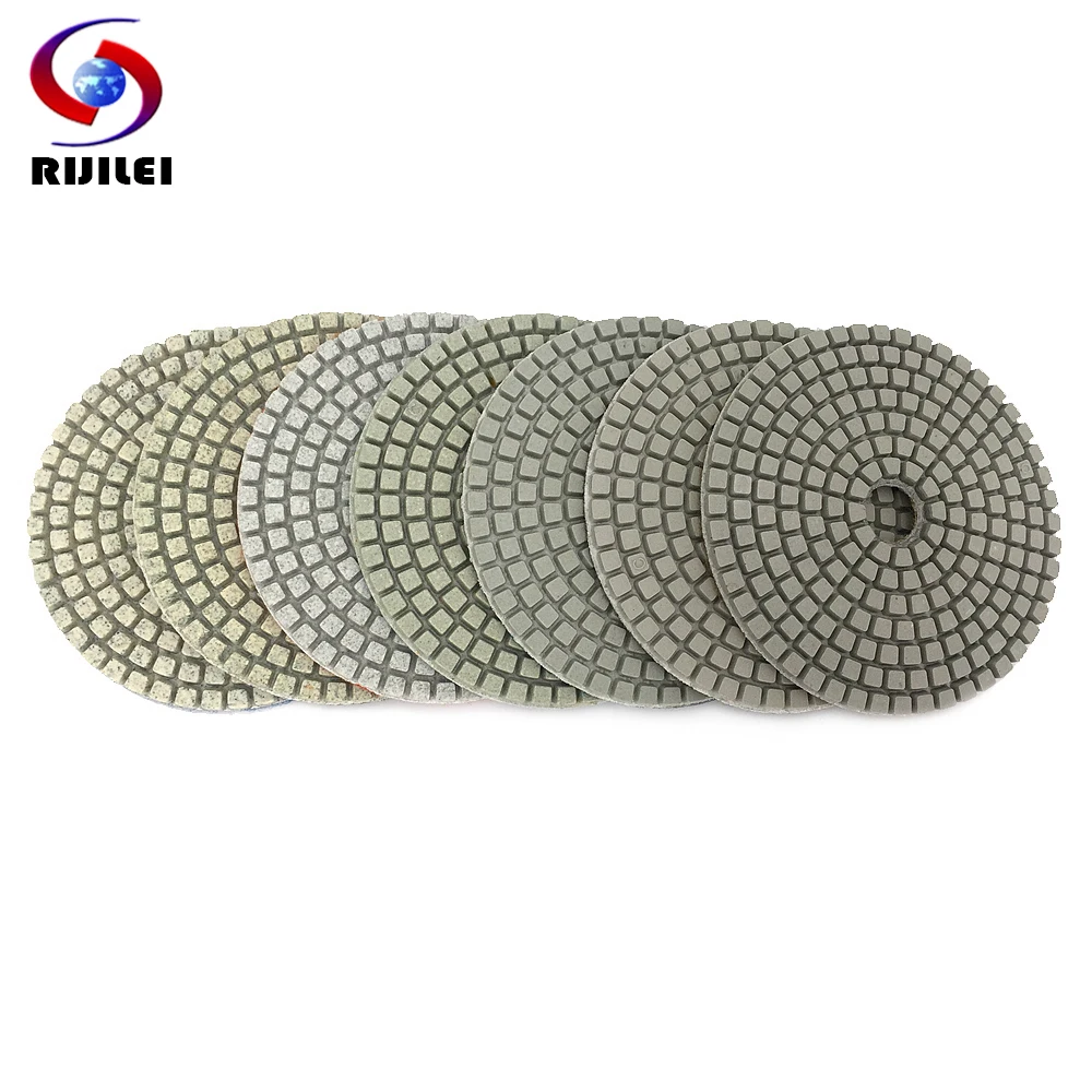 

RIJILEI 10PCS 4inch Diamond Polishing Pad 100mm Wet Flexible White polishing pads for Stone concrete floor Free shipping HC14