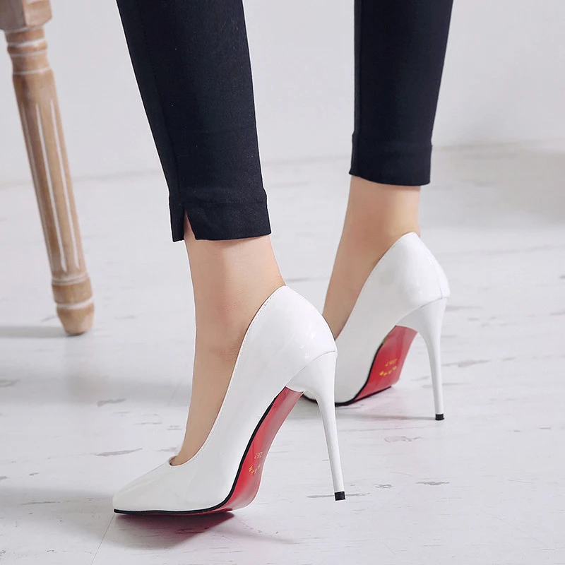 Drop Ship Woman High Heels Pumps 11cm Tacones Pointed Toe Stilettos Talon Femme Sexy Ladies Wedding Shoes Black Heels