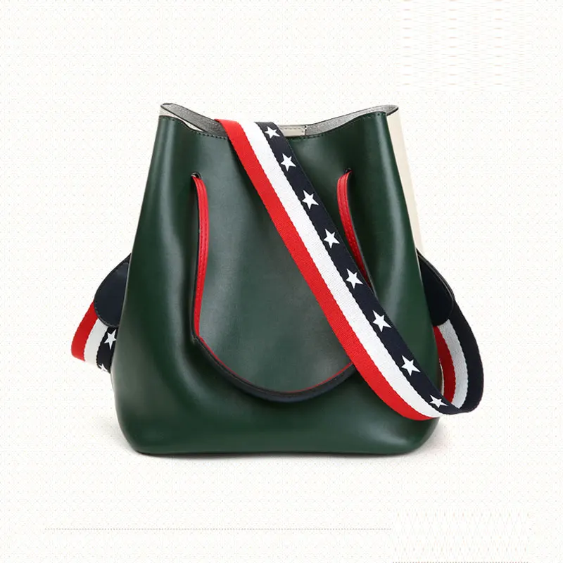 

Simple leather bucket 2018 new fashion single shoulder big bag Han edition handbag package