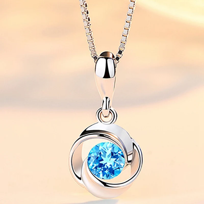 New Fashion Blue Stone Pendants Elegant Crystal Rhinestone