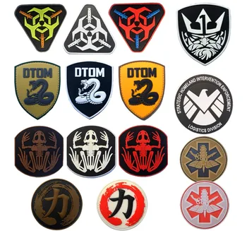 

10pcs Various Skull TAD Rubber PVC Hook Tactical Patch CS Bounty Hunter Badge Military Umbrella Morale Armband Combat Wholesale