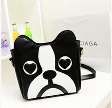 New 2016 Fashion Cute Dog Cartoon Messenger Bag Women Soft leather Shoulder Bags Patchwork Print Women’s Handbag