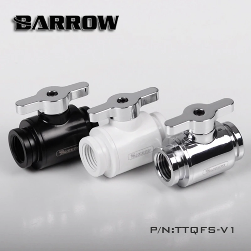 Barrow Water Cooling G1/4" Ball Shutoff Mini Valve With Silver Chrome