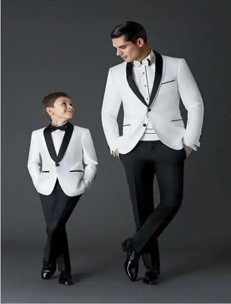 

new child wedding suits for boy white grooms tuxedos shawl lapel boys suits two piece groomsmen suit slim fit two button