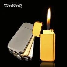 Ультратонкая компактная струйная Зажигалка шлифовальный круг Бутановая Зажигалка надутая газовая матовая мини-Зажигалка металлическая без газа