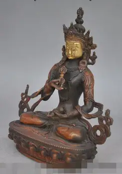 

S06418 9"old tibet buddhism bronze gilt white tara Vajra Kwan-Yin GuanYin buddha statue