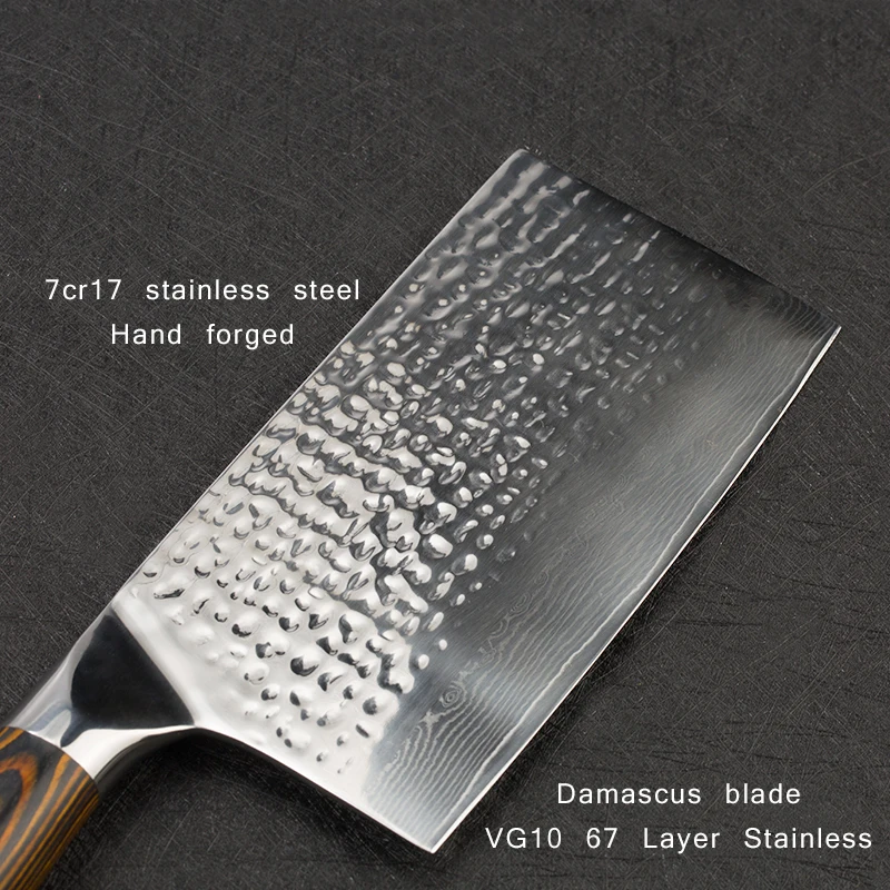 7 inch Kitchen Knives Damascus Steel Cleaver Japanese Chef Multifunction 7cr17 Stainless Steel Meat Chopping Cutter Cooking