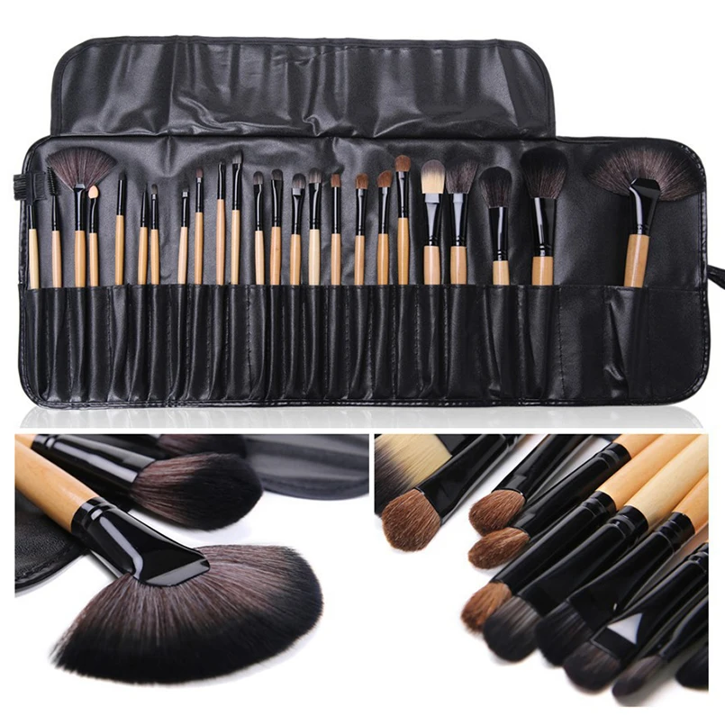 

24 Pcs Professional Makeup Brushes Tool Soft Synthetic Hair Make Up Brush Set Wood Eye Shadow Brush Nose Foundation Brushes Kit