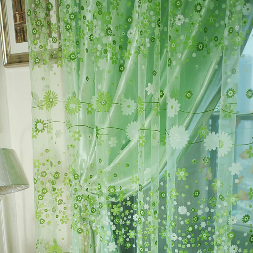 

Flower Sheer Curtain Tulle Window Treatment Voile Drape Valance 1 Panel Fabric