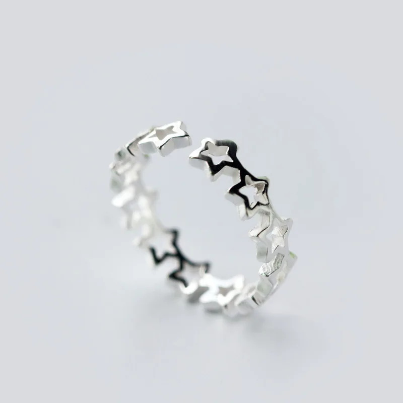 RE Настоящее серебро 925 пробы кольцо с регулируемым размером звезды свадебный обручальный на палец кольца для суставов палец для Для женщин женские