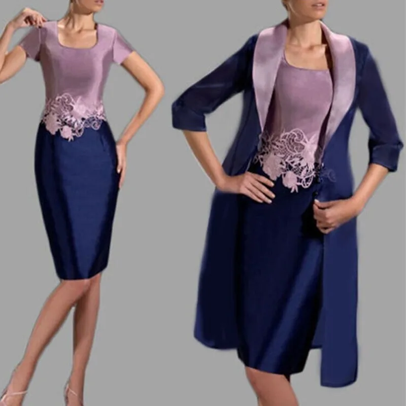 Cheap-2016-Sheath-Mother-of-the-Bride-Dresses-with-Three-quarter-sleeve-Knee-length-Elegant-Lace