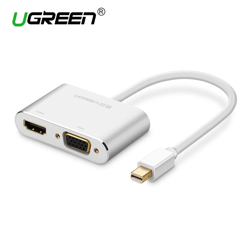 Кабель адаптер Ugreen 2 в 1 Thunderbolt Mini Displayport DP to HDMI VGA 4K 1080P Для Macbook Air Microsurface|hdmi vga adapter