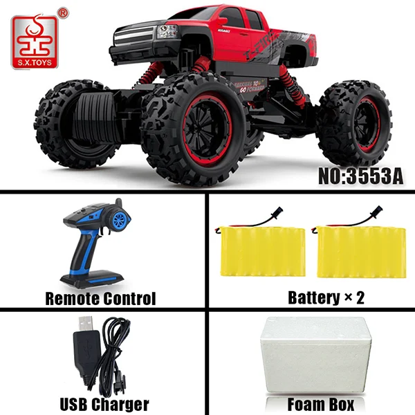 S. X. TOYS Радиоуправляемая машина 4WD 2,4 GHz Радиоуправляемая машинка на дистанционном управлении, 4 резиновых колеса, радиоуправляемая машина, 1:12 модель детских игрушек - Цвет: 3553A Red Set 2