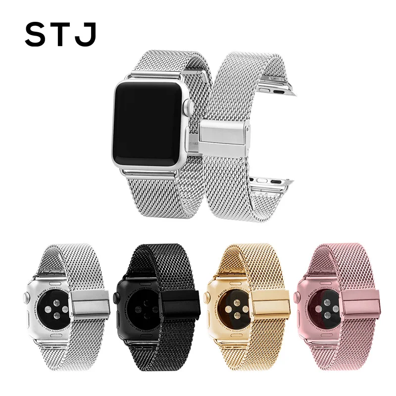 Ремешок из нержавеющей стали Миланская петля ремешок для часов Apple Watch серии 1/2/3 42
