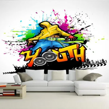 

Custom Size 3D Dance Music Theme Graffiti Photo Mural Non-Woven 3D Relief Wallpaper For Wall TV Sofa Background Modern Art Decor