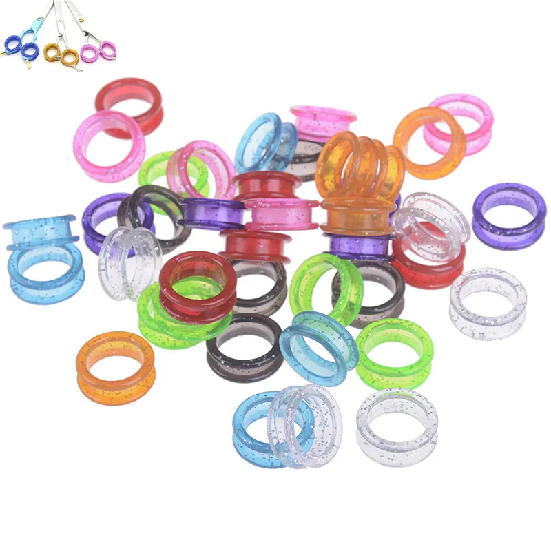 

5Pcs Silica Gel Hair Scissors Ring Cutting Barber Circle Shears Hairdressing Tool Accessories 8 Colors New