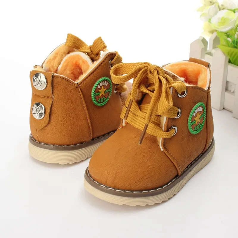 JUSTSL/ г. детские осенне-зимние ботинки детские теплые зимние ботинки качественная Нескользящая Классическая обувь для мальчиков и девочек - Цвет: Yellow 2