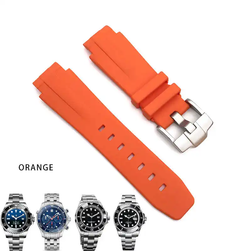 20 мм 21 мм резиновый силиконовый ремешок для часов Новая мода спортивный ремешок специально для Daytona Submariner DEEPSEA GMT аксессуары для часов - Цвет ремешка: orange