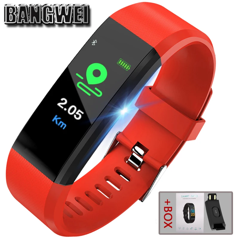 

BANGWEI Smart Wristwatch Heart Rate Monitor Blood Pressure Fitness Tracker Pedometer Smartwatch Sport Watch for ios android +BOX