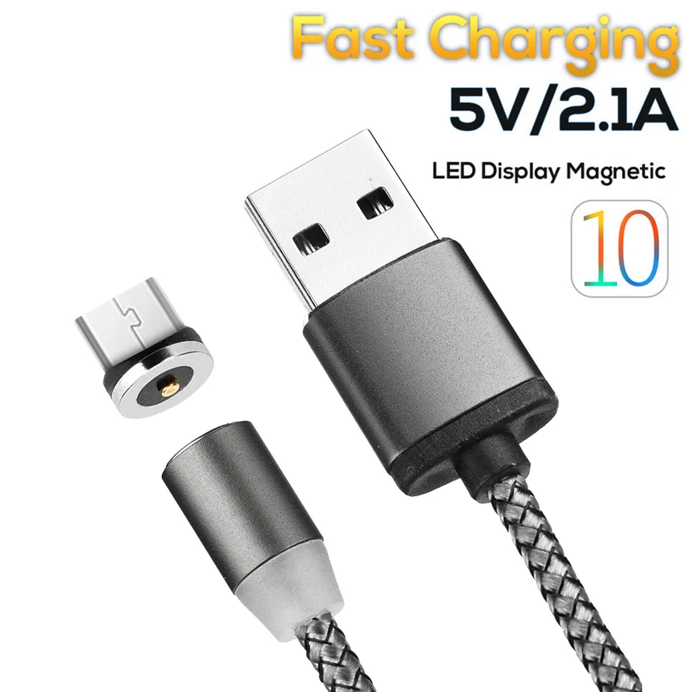 LED Magnetic Cable &amp Micro USB Type C Nylon Braided Type-C Magnet Charger for iPhone Xs Max | Автомобили и мотоциклы